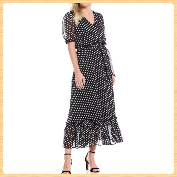 anne klein dot print midi dress
